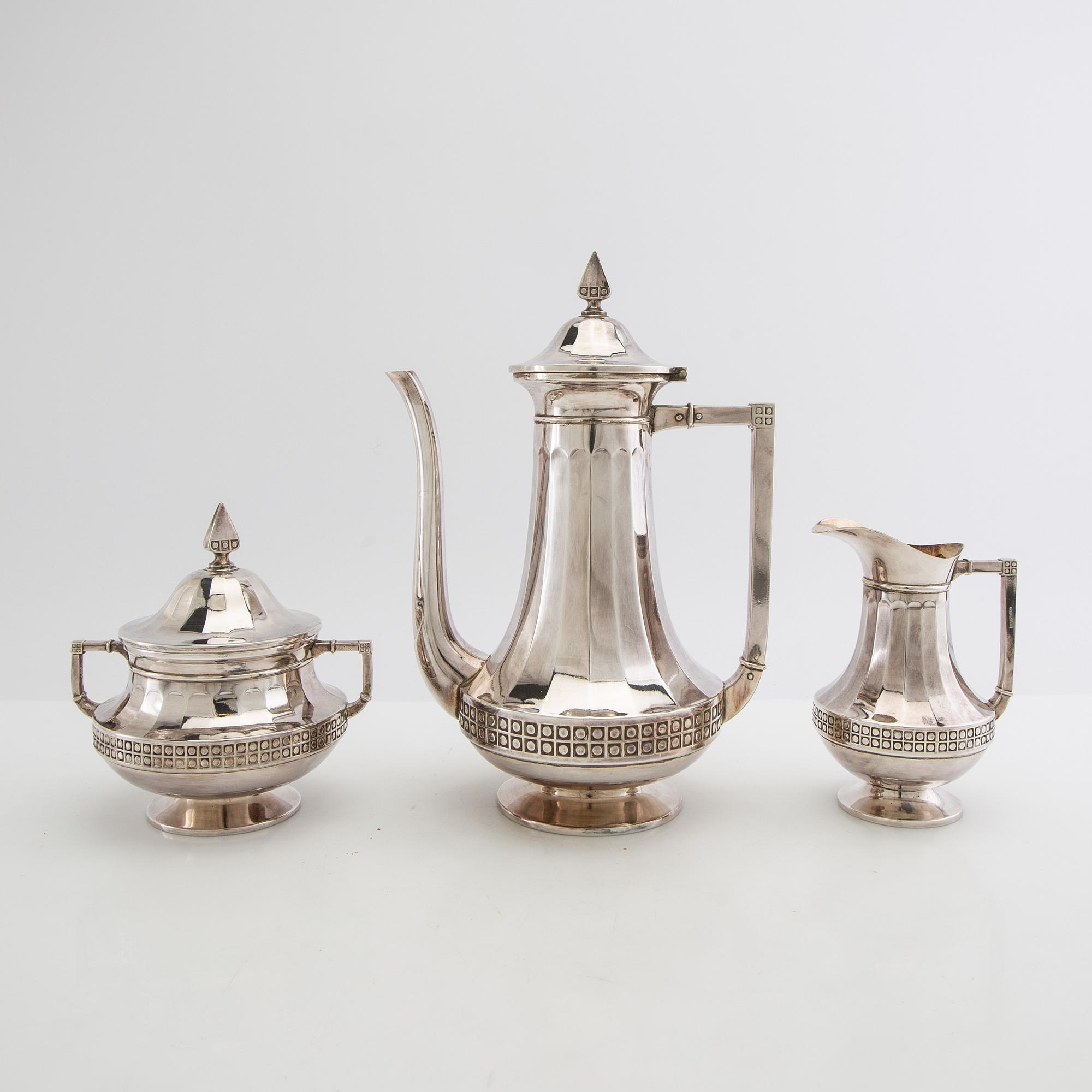 EV Mandhal coffee service 3 dlr silver-plated mid-20th century.