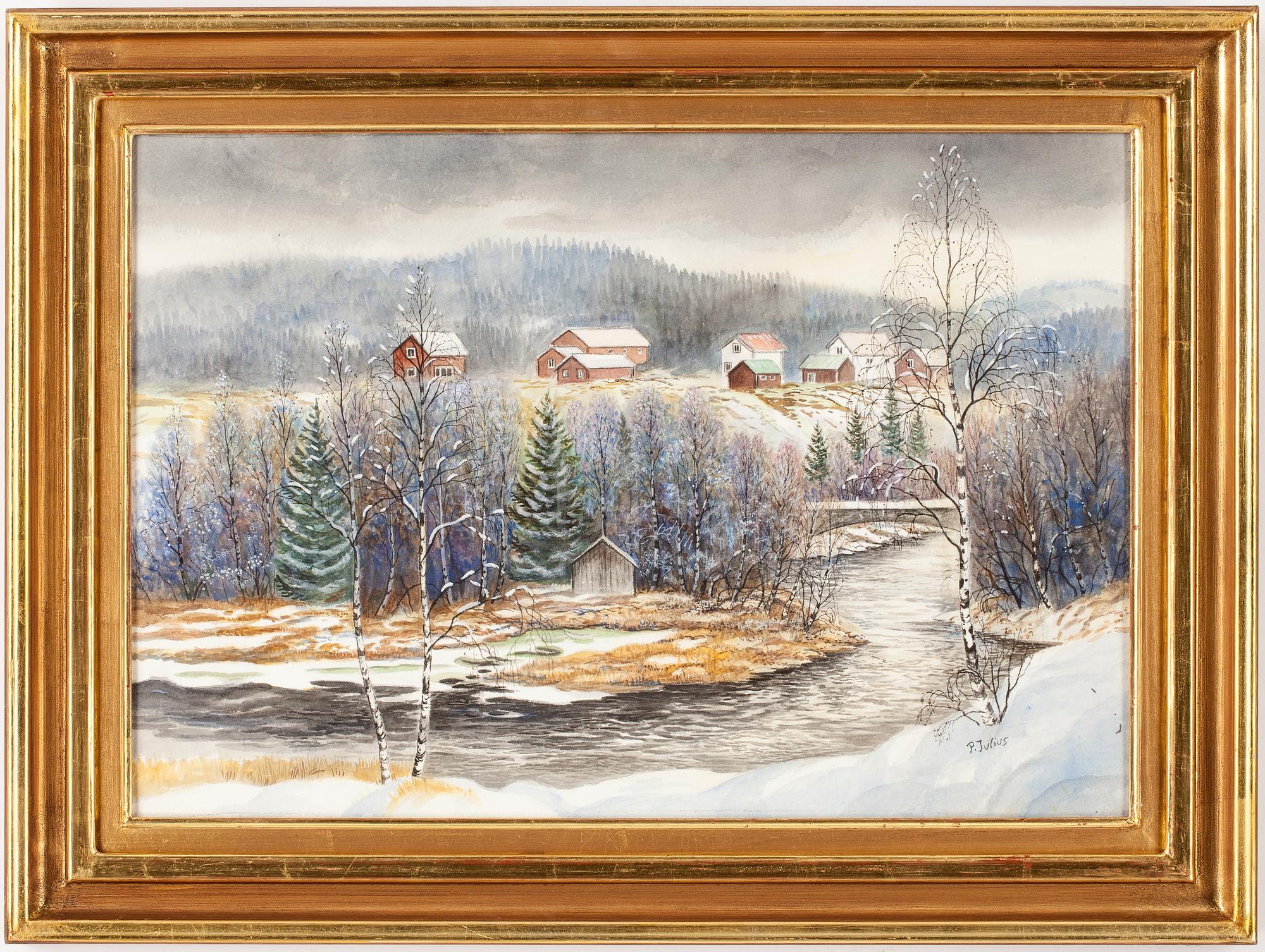 PER JULIUS, akvarell, signerad.