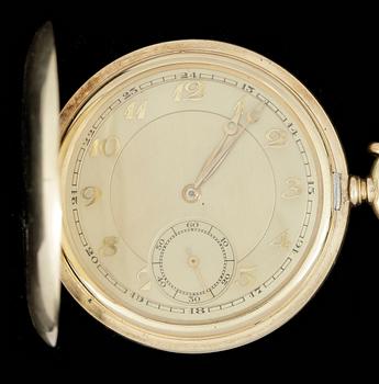 HERRFICKUR MED KLOCKKEDJA, guld 14 resp 18K, 1900-talets första hälft. Vikt ca 94 resp 18 gram.