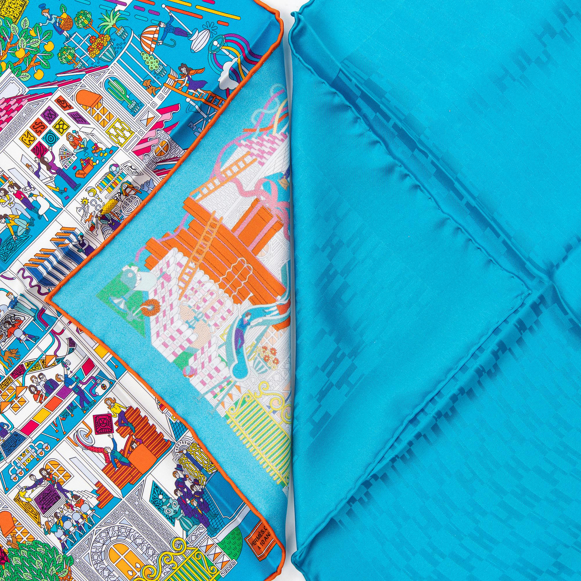 HERMÈS, two pochette/gavroche scarves.