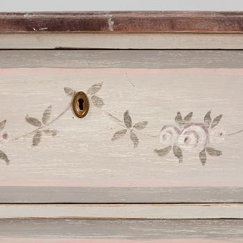 A Gustavian-style painted commode incorporating older elements.