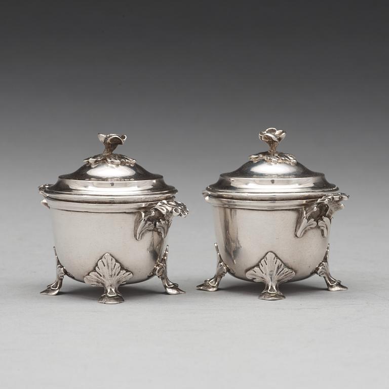 Simson Ryberg, SKÅLAR MINIATYRER, ett par, silver, Stockholm 1776, rokoko.