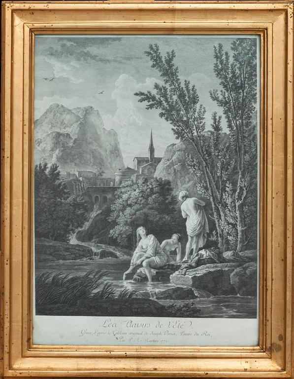 JOSEPH VERNET, efter, kopparstick graverat av P A Martini 1772.