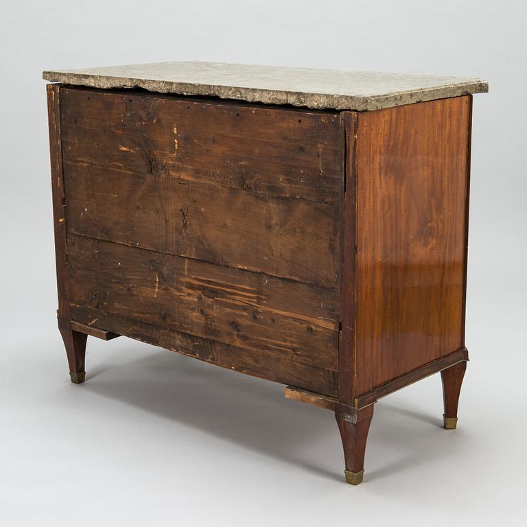 A late Gustavian writing commode by Johan Almgren, master 1798-1805 in Stockholm. Signed.