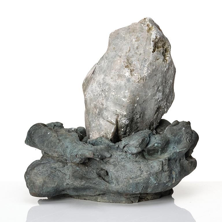 Erik Dietman, sculpture, stone and patinated metal, two pieces.