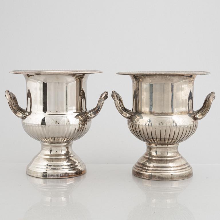 Wine coolers, a pair, silver plated, late 20th century.