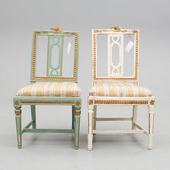 STOLAR, två st, sengustavianska, Lindome, omkring 1800.