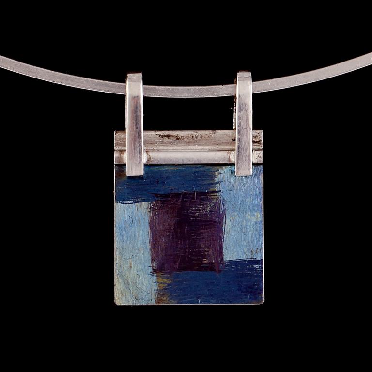 HALSRING MED HÄNGE, sterlingsilver, Marie Fernström, Stockholm 1986.
