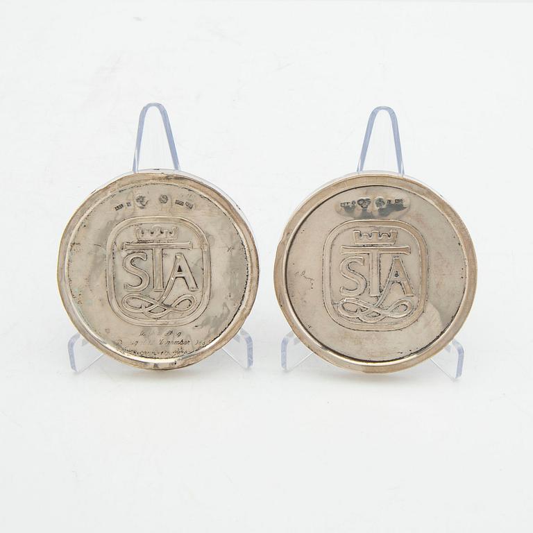 Snuff box lids 2 pcs silver Nordiska Affineriet Ana ab Helsingborg 1987.