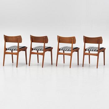 Four teak chairs, Denmark, mid 20th century.