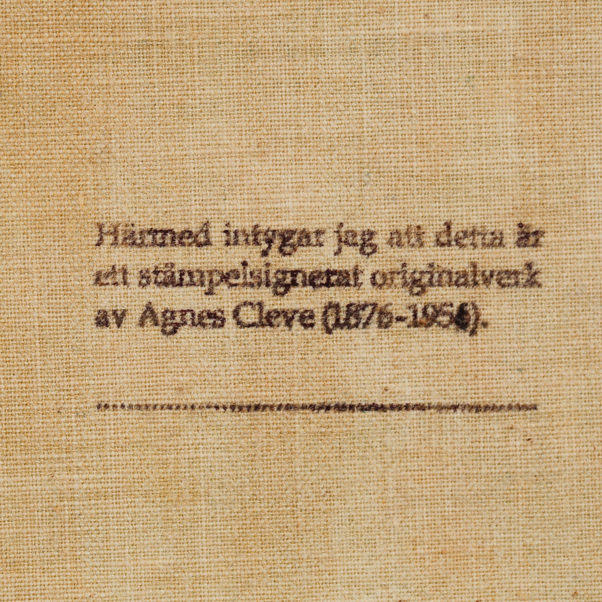 AGNES CLEVE, olja på duk, stämpelsignerad.