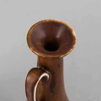 GUNNAR NYLUND, two stoneware vases with handles and a bowl, Rörstrand 1950-60's.