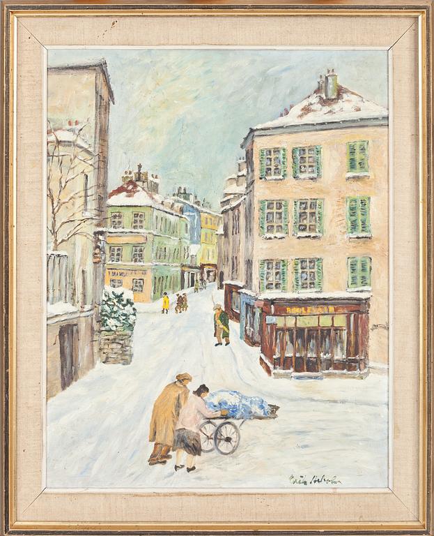 OKÄND KONSTNÄR, olja på pannå, signerad. 1900-talets första hälft.