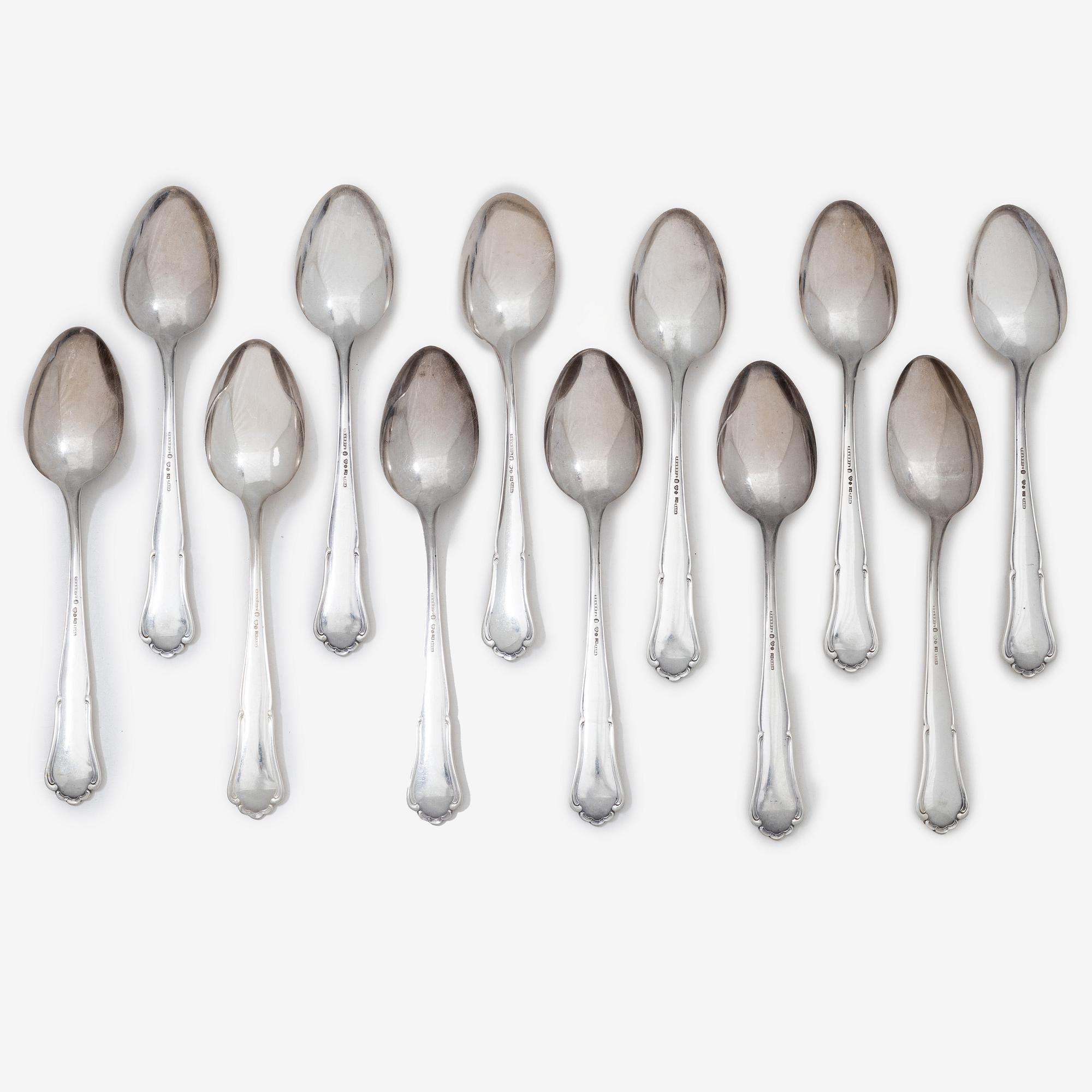 Twelve silver table spoons, model Saga, Skandia, 1946.