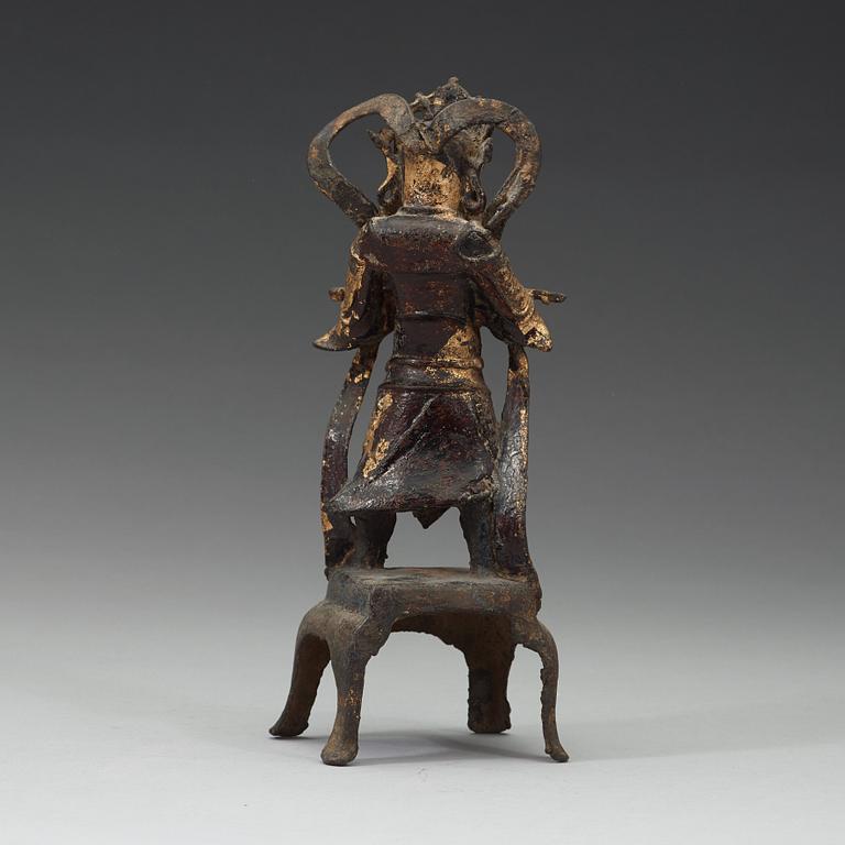 A gilt bronze figure of a guardsman/warrior, Ming dynasty (1368-1644).