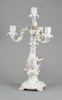 KANDELABER, porslin, Meissen, 1900-tal.