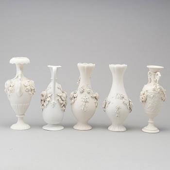 SIX PARIAN VASES, Gustafsberg, second half of the 19th century.