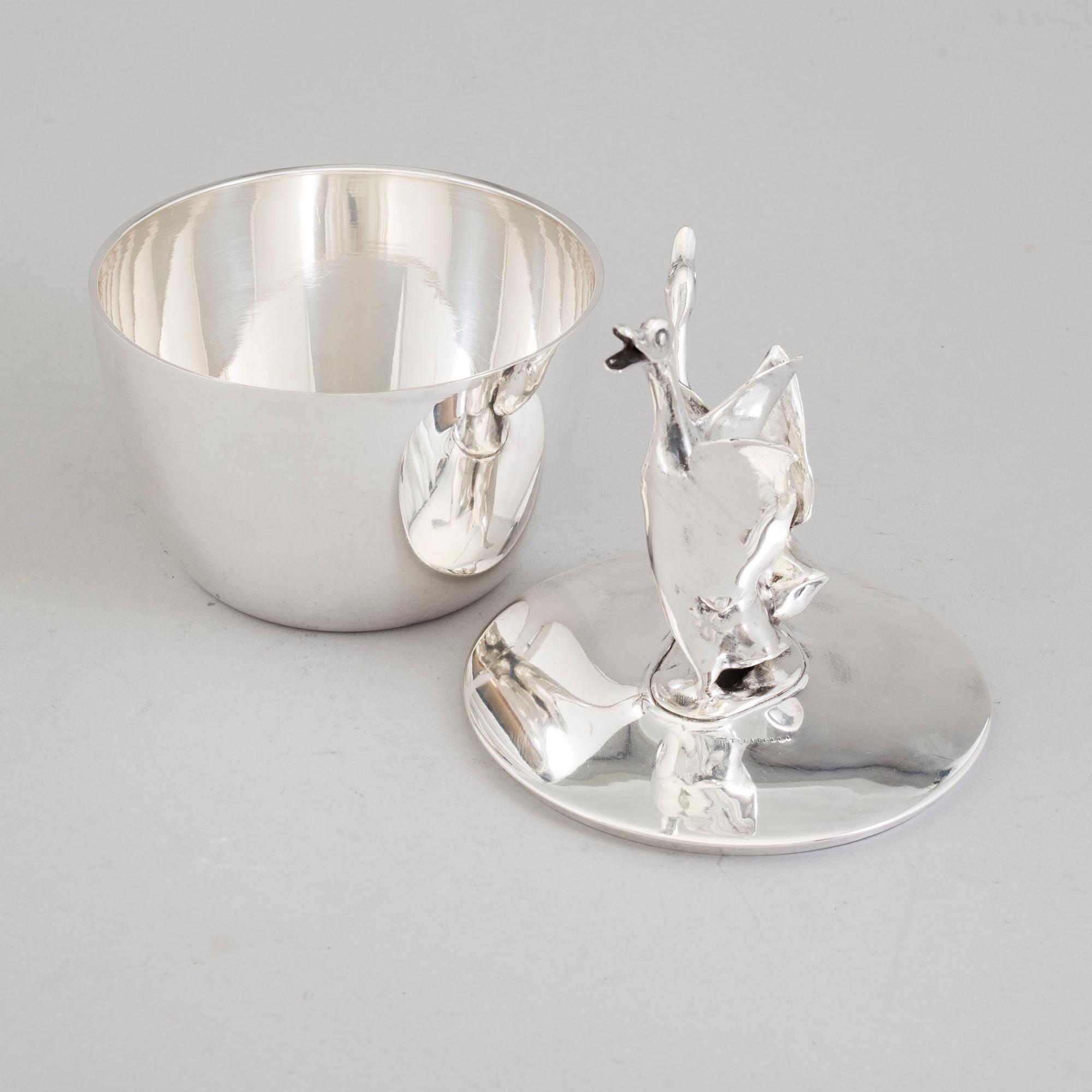 MARIO RESTELLI, skål med lock, silver, signerad M. Restelli.