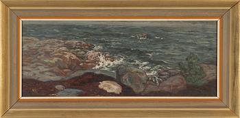Helmer Osslund, oil on grease proof paper/paper-panel, signed below the frame (left).