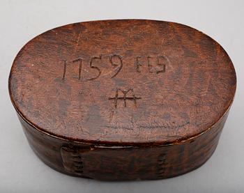 SVEPASK, allmoge, monogram och dat 1759 samt bomärke.