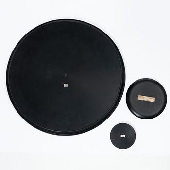 Brickor och coaster, 3 delar, bakelit och silver, Perstorp Ab 1960-tal.