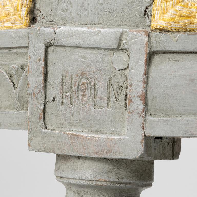 Stolar, ett par, gustavianska, av Erik Holm, (1734-1814, mästare i Stockholm) 1700-talets andra hälft.