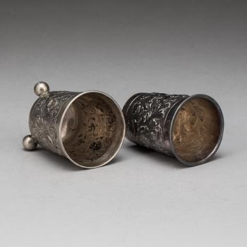 BÄGARE, 2 st. Sterling och silver, barockstil.