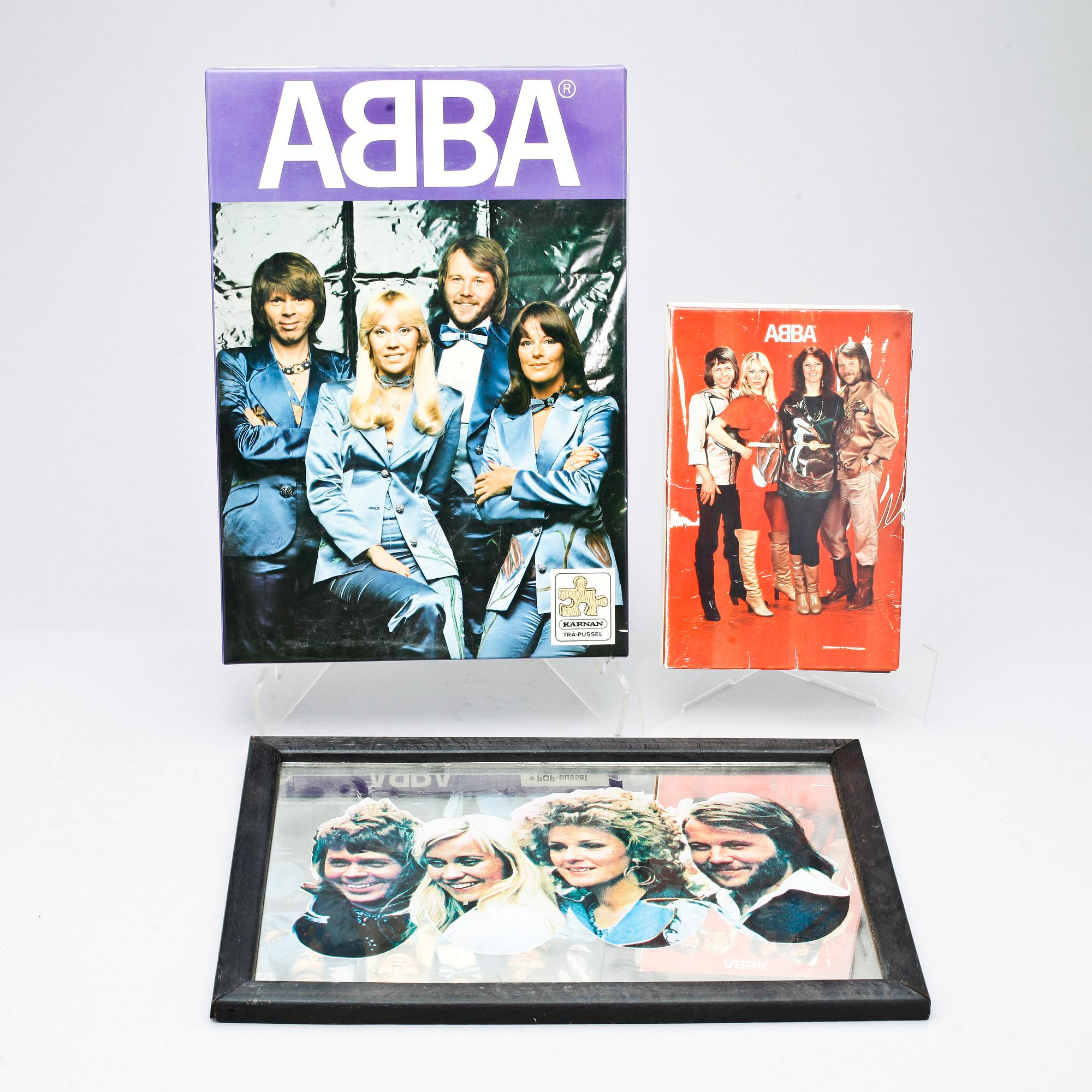 ABBA MEMORABILIA, 3 delar, bl.a. pussel samt spegel.