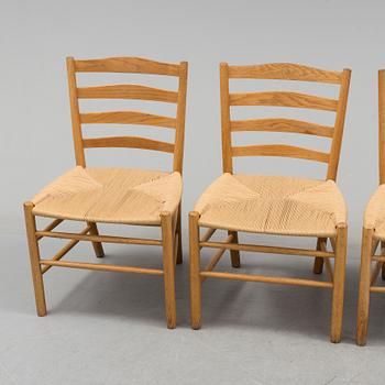 KAARE KLINT, four oak 'Kirkestolen' from Fritz Hansen, Denmark.