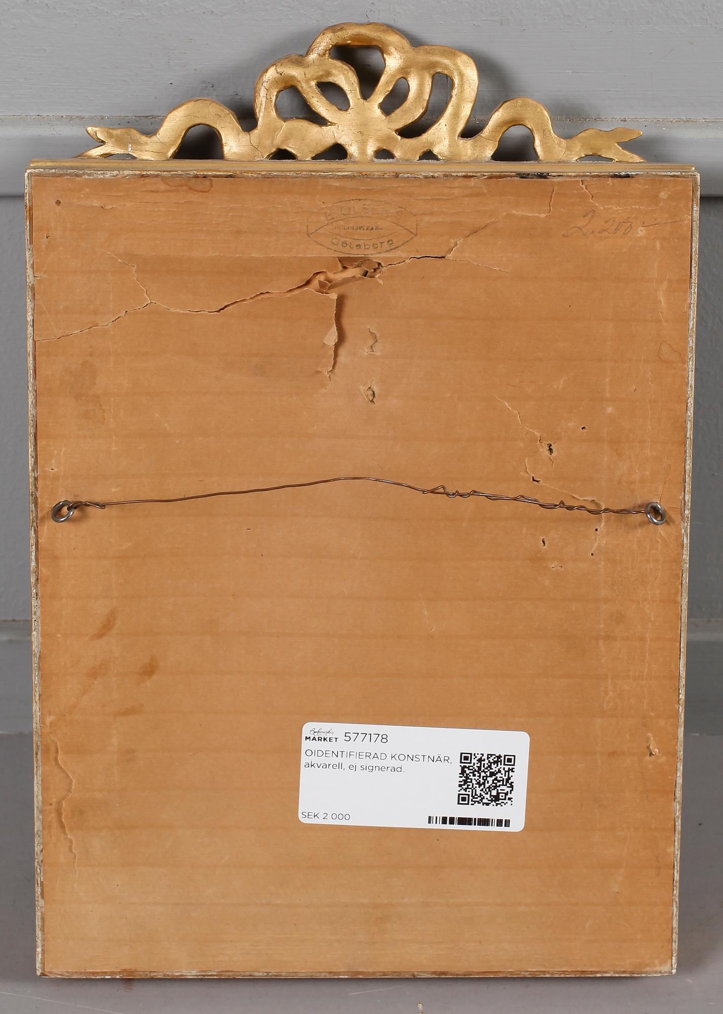 OIDENTIFIERAD KONSTNÄR, akvarell, ej signerad.