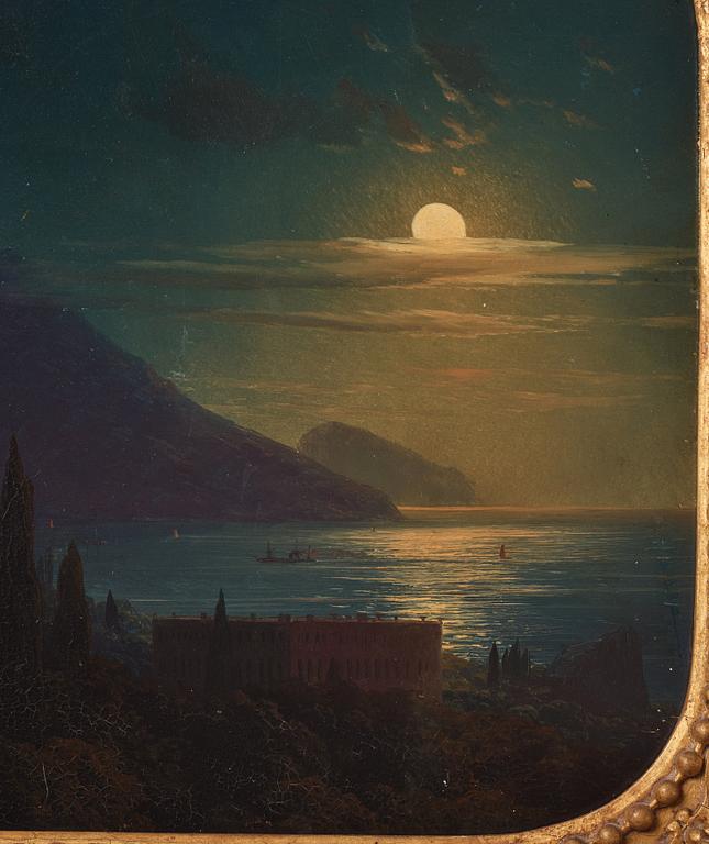 Ivan Constantinovich Aivazovsky, Månsken över Oreanda på Krim med Aiu-Dagh i horisonten.