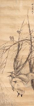 A Chinese hanging scroll, attributed to Zhong Shan, ink and color on paper, 20th century.