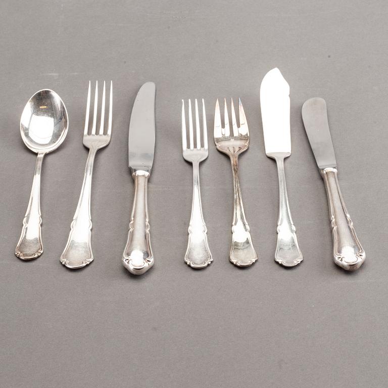 BESTICKUPPSÄTTNING, silver samt nysilver, 56+36 delar, modell "Rådhus", WN, Lidköping 1900-talets mitt.