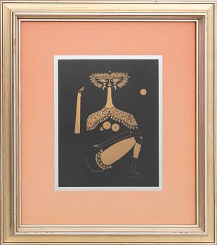 Max Walter Svanberg, gold on black signed dated and numbered 65 122/130.