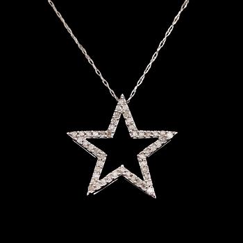 HÄNGE MED KEDJA, 10 k vitguld, briljantslipade diamanter  tot 0.25 ct.