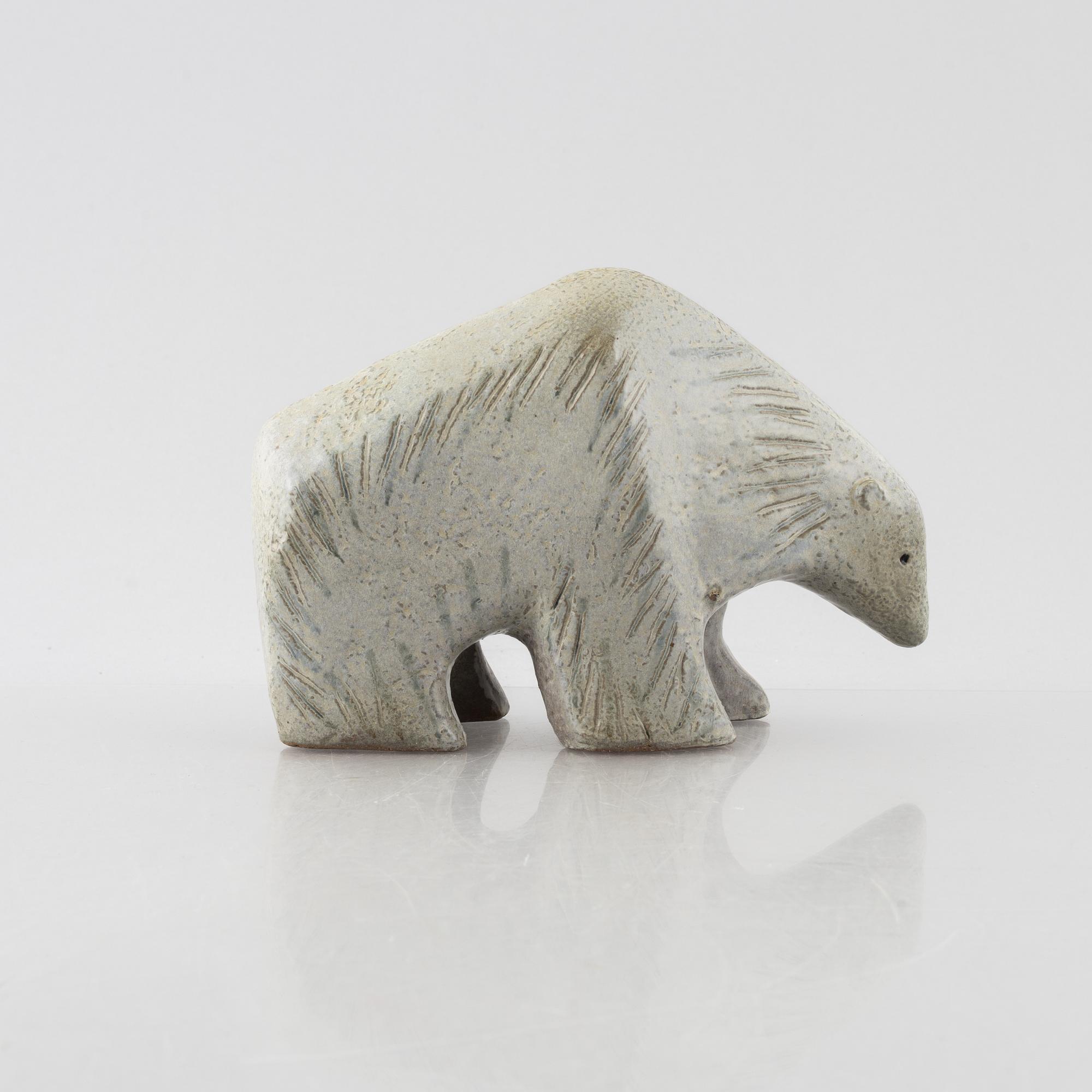 Lisa Larson, figurin, stengods, "Isbjörn", ur serien "Stora Zoo", Gustavsberg.