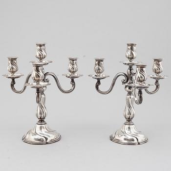A PAIR OF SILVER CANDELABRA, first half of the 20th century.