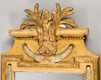 A Gustavian Mirror by Johan Åkerblad, signed IÅ, Stockholm's hallmark 1778.