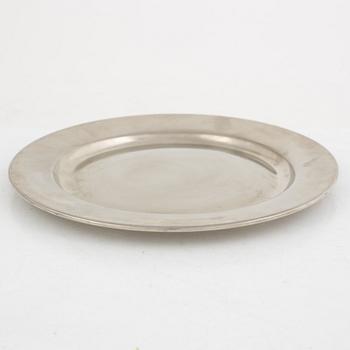 Svenskt Tenn, eight pewter charger plates, Stockholm 1950s-70s.