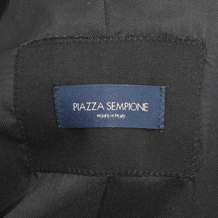 PIAZZA SEMPIONE, a black wool blend suit consisting of a jacket and pants.