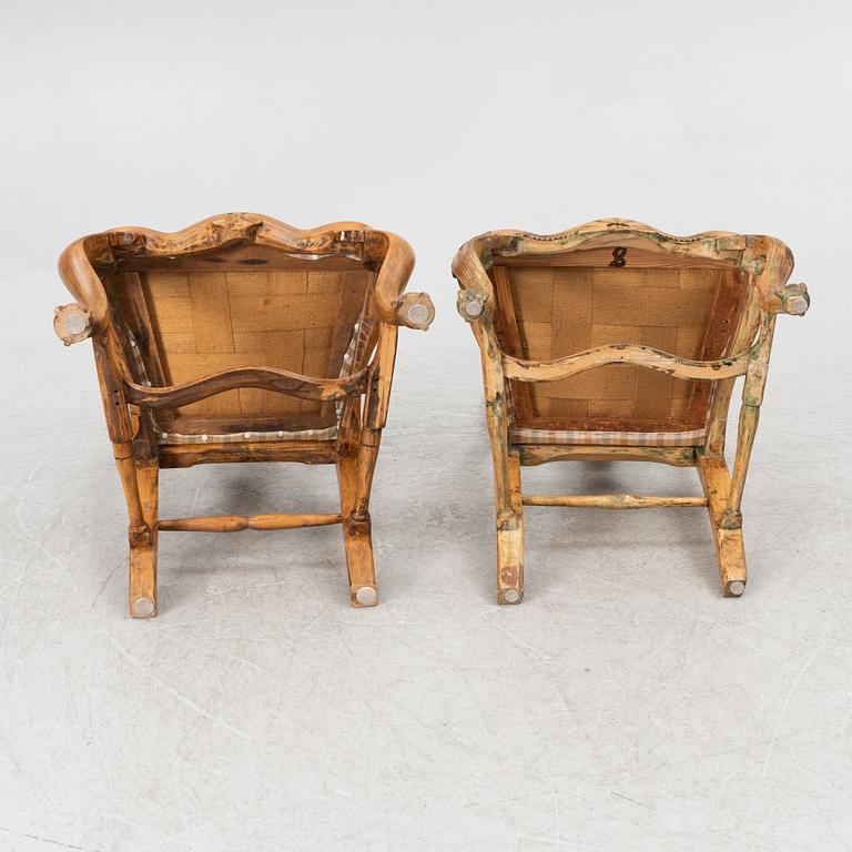 An assembled suite of ten rococo chairs, Western Sweden, later part 18th century.