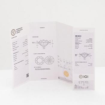 Ring, 14K guld, briljantslipad diamant ca 1.06 ct. IGI certifikat.