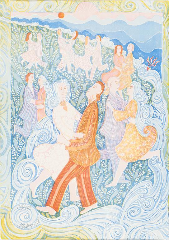 Mårten Andersson, färglitografi, 1990, triptyk, signerad 158/360.