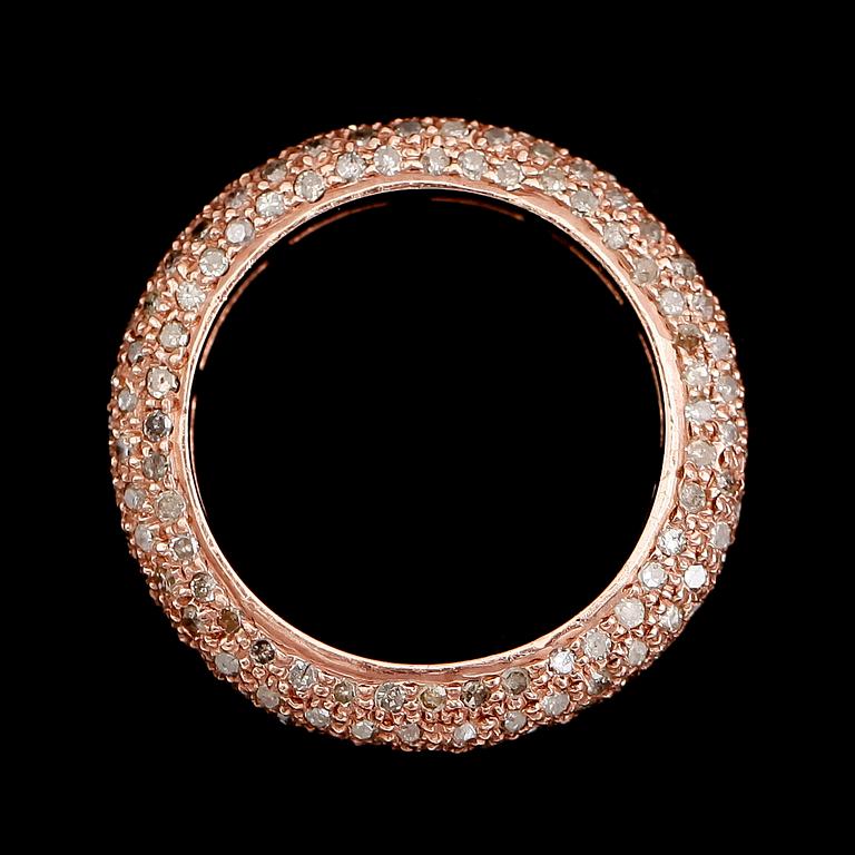 RING, roséguldpläterat silver, diamanter tot ca 1.80 ct.