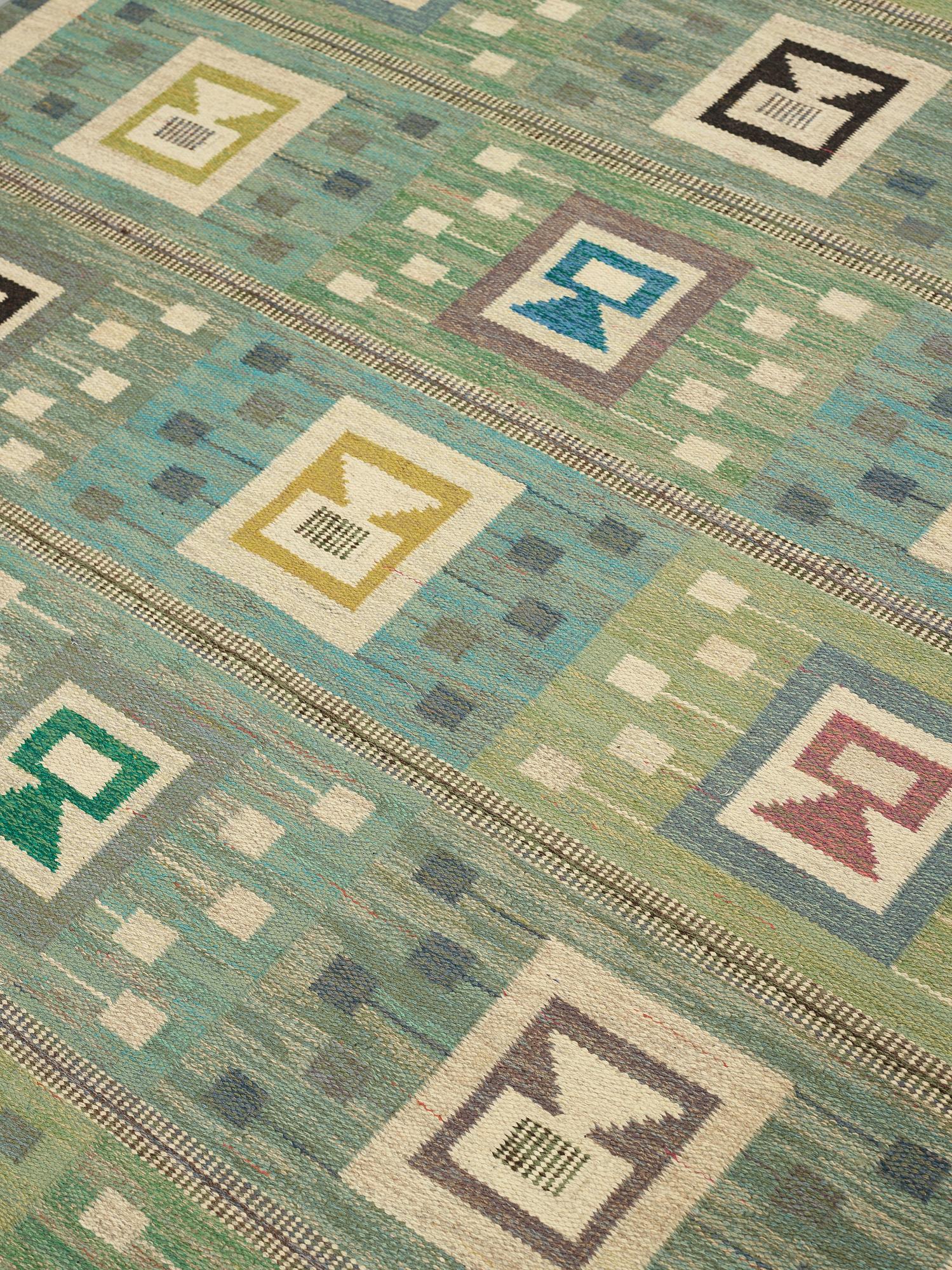 Edna Martin, MATTA, "Flickorna i fönstret", rölakan, ca 252 x 202 cm, signerad SH (Svensk Hemslöjd).
