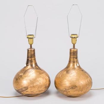 A pair of ceramic tablelamps by Kauko Forsvik, signed 'KAGE', Finland.