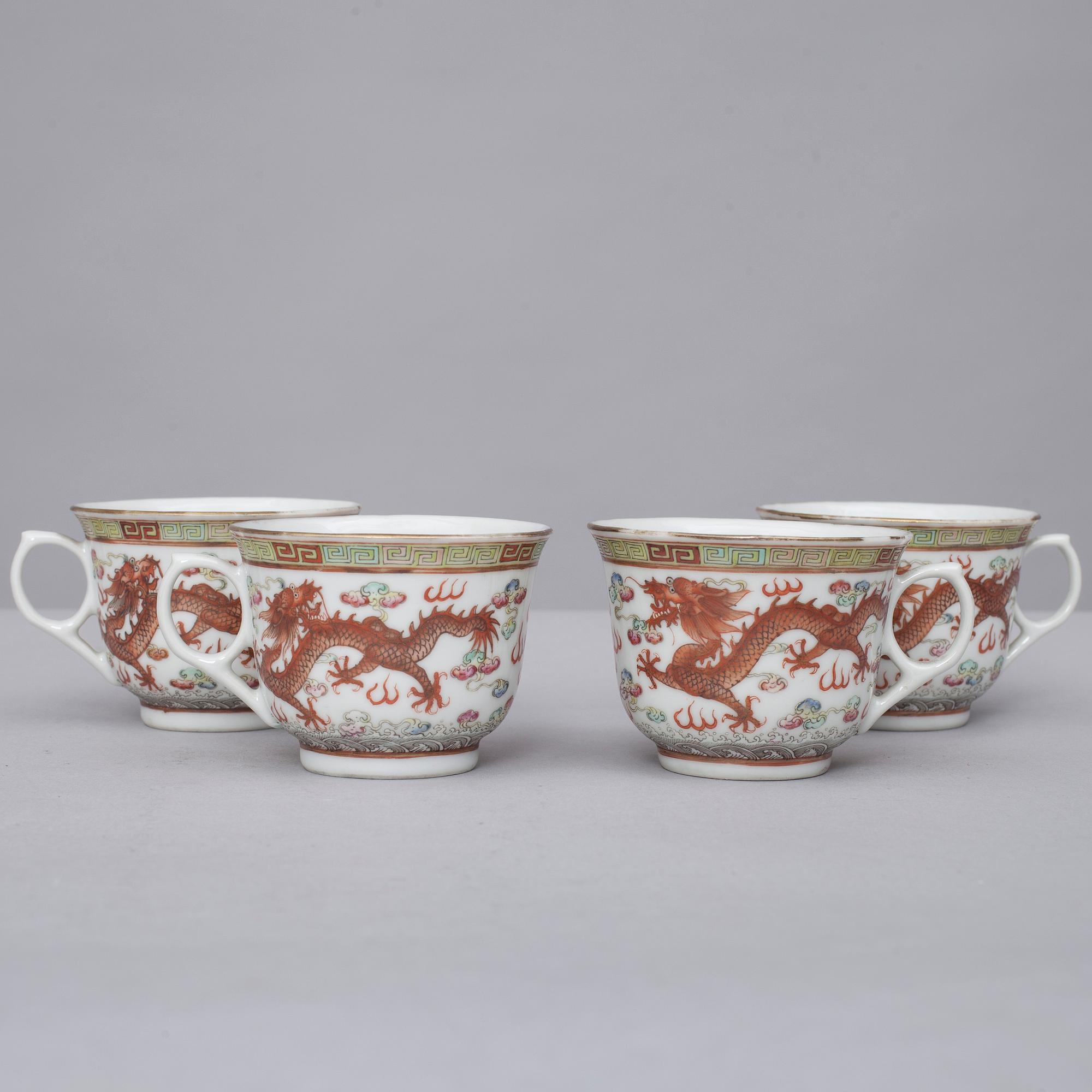 TESERVIS, 5 delar, porslin, sekelskiftet 1800/1900.