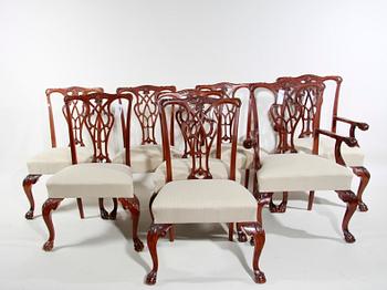 MATSALGRUPP, 9 delar. Chippendalestil.