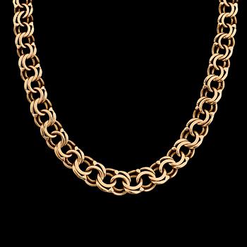 COLLIER, 18K guld, bismarcklänk.  Vikt ca 15 g.
