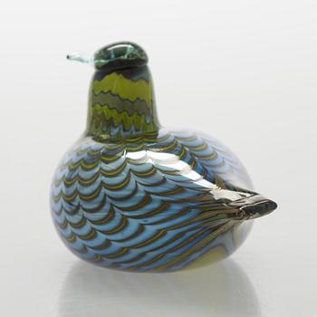Oiva Toikka, a 'Teal Female' glass bird, signed O. Toikka Nuutajärvi.